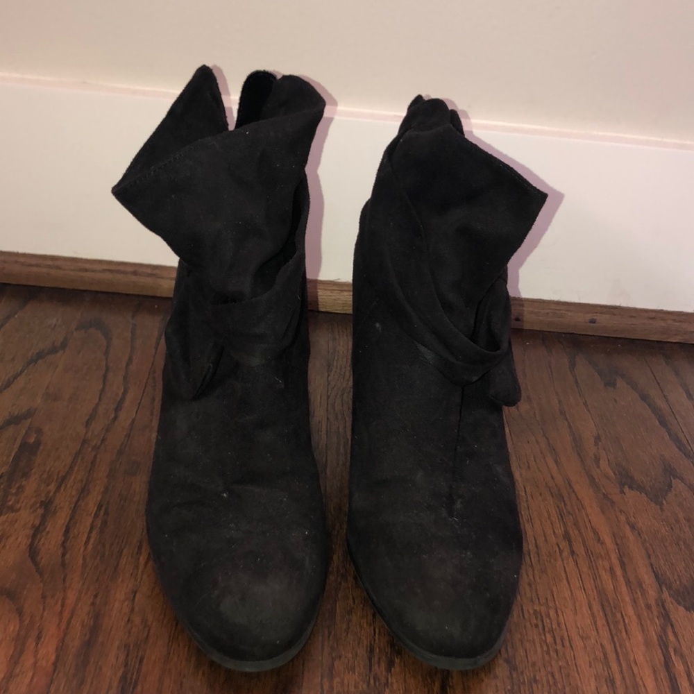 Black suede booties